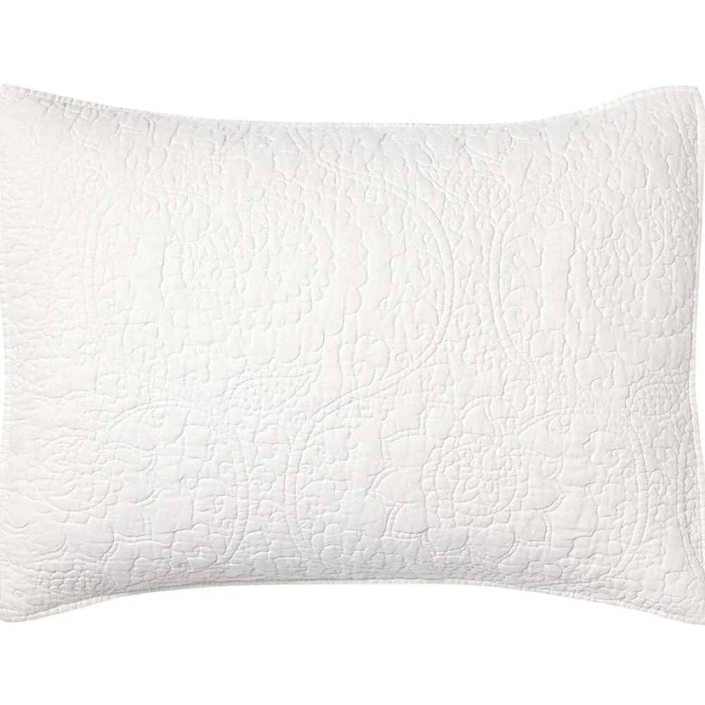 Pottery Barn Belgian Flax Linen Floral Stitch Shams
